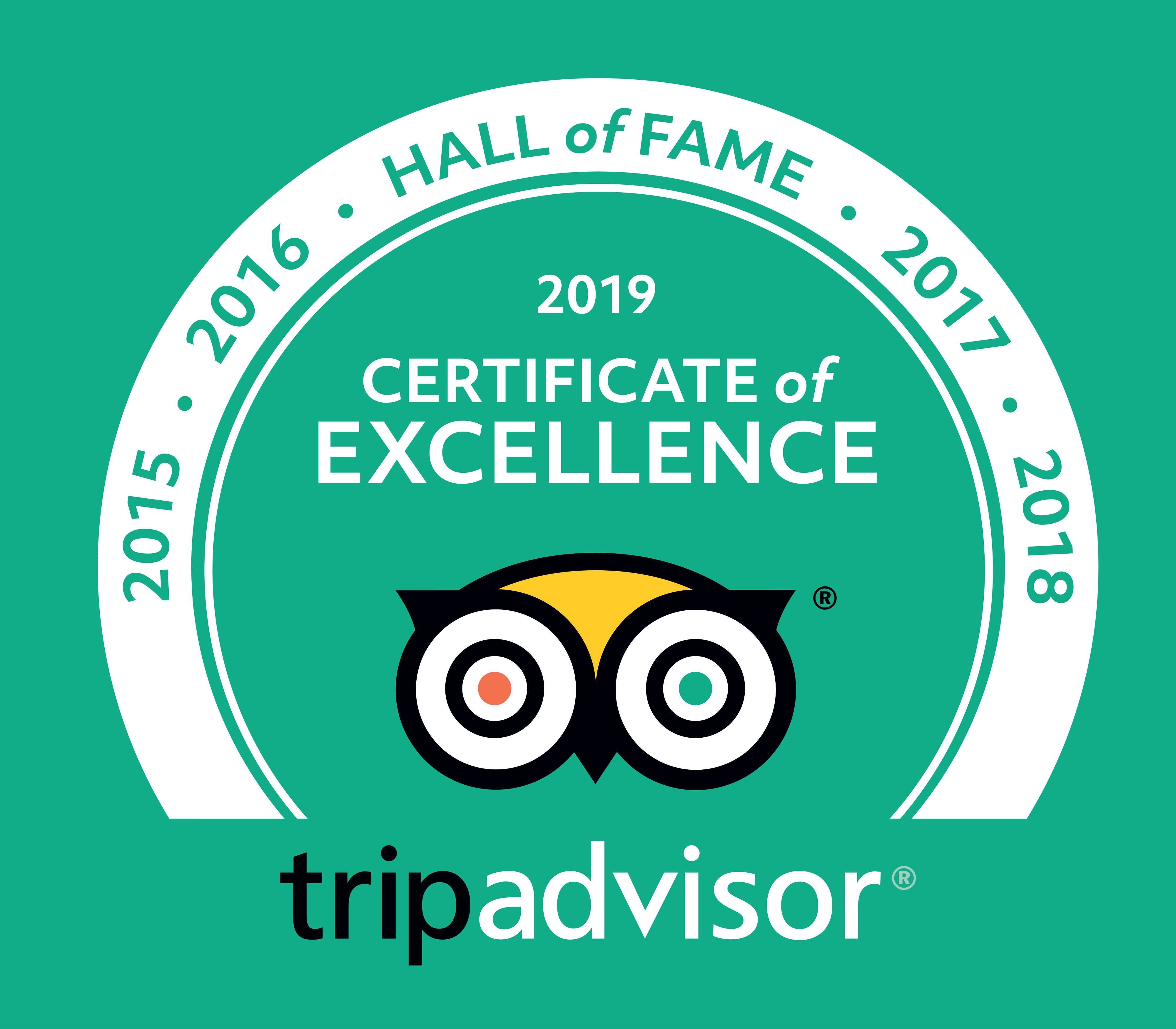 Tripadvisor 2019 Certificate of Excellence